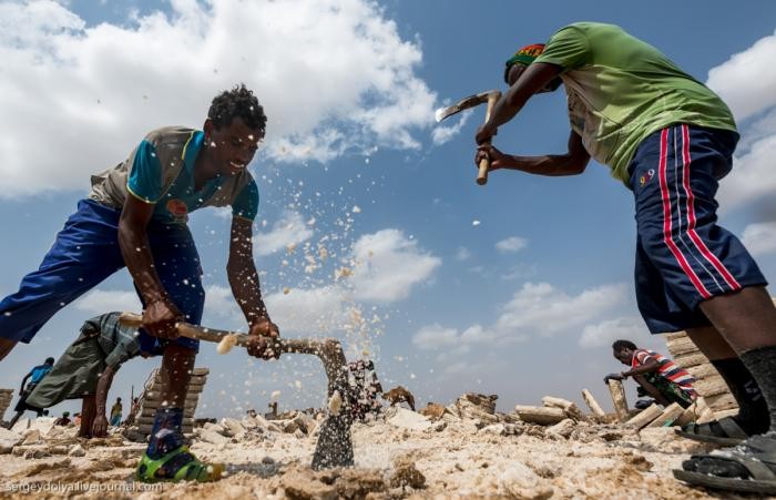 Работа в Эфиопии: сколько платят за добычу соли? (9 фото)