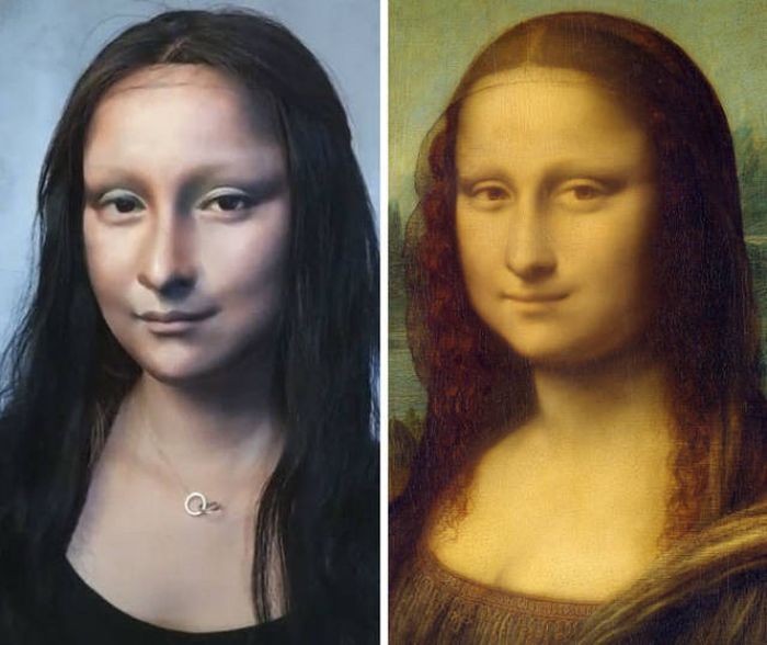 Китаянка превратила себя в живую Мона Лизу (8 фото)