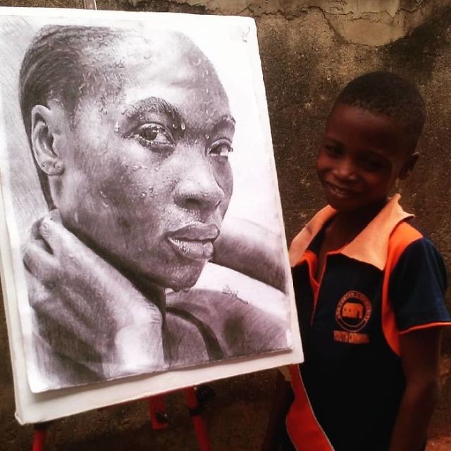 Мальчик из Нигерии создает гиперреалистичные рисунки (17 фото)