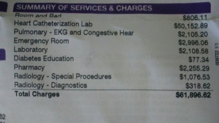 Счет за лечение в американской больнице (2 фото)