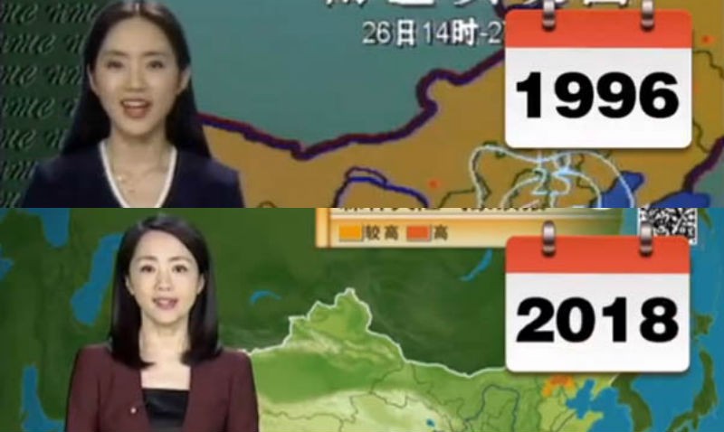 Китаянка 22 года ведет прогноз погоды и за это время совсем не изменилась